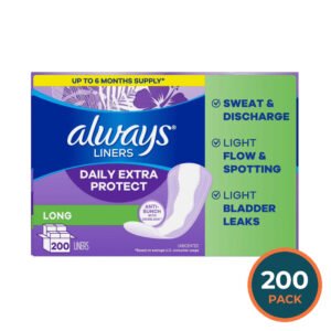 Always Anti-Bunch Xtra Protection Daily Liners, Long, Unscented - 200 Ct