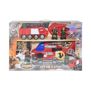 Free Wheel City Fire Playset - 24 Pcs