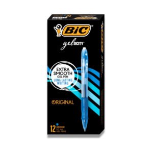 BIC Gel-ocity Retractable Gel Pen, Blue Ink, (.7mm, Medium) 12ct.