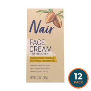 Nair Hair Remover Moisturizing Face Cream with Sweet Almond Oil 2 oz- 12 Pack