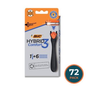 BiC - Hybrid Advance for Men, Shaver System - 1 Handle + 6 Blades Each - 72 Pack