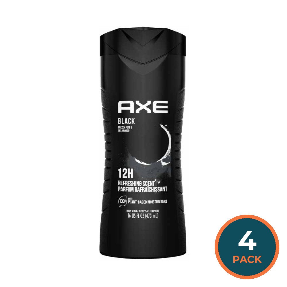 Axe Body Wash Black Frozen Pear & Cedarwood Scent - 16 fl oz- 4 Pack