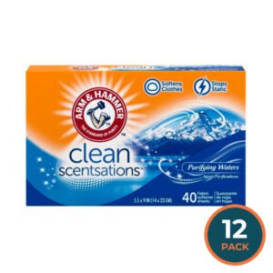 Arm & Hammer Fabric Softener Sheets Purifying Waters, 40 Count - 12 Pack