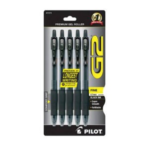 Pilot G2 Retractable Premium Gel Ink Roller Ball Pens, Fine Point, Black Ink 5 ea - 48 Pack