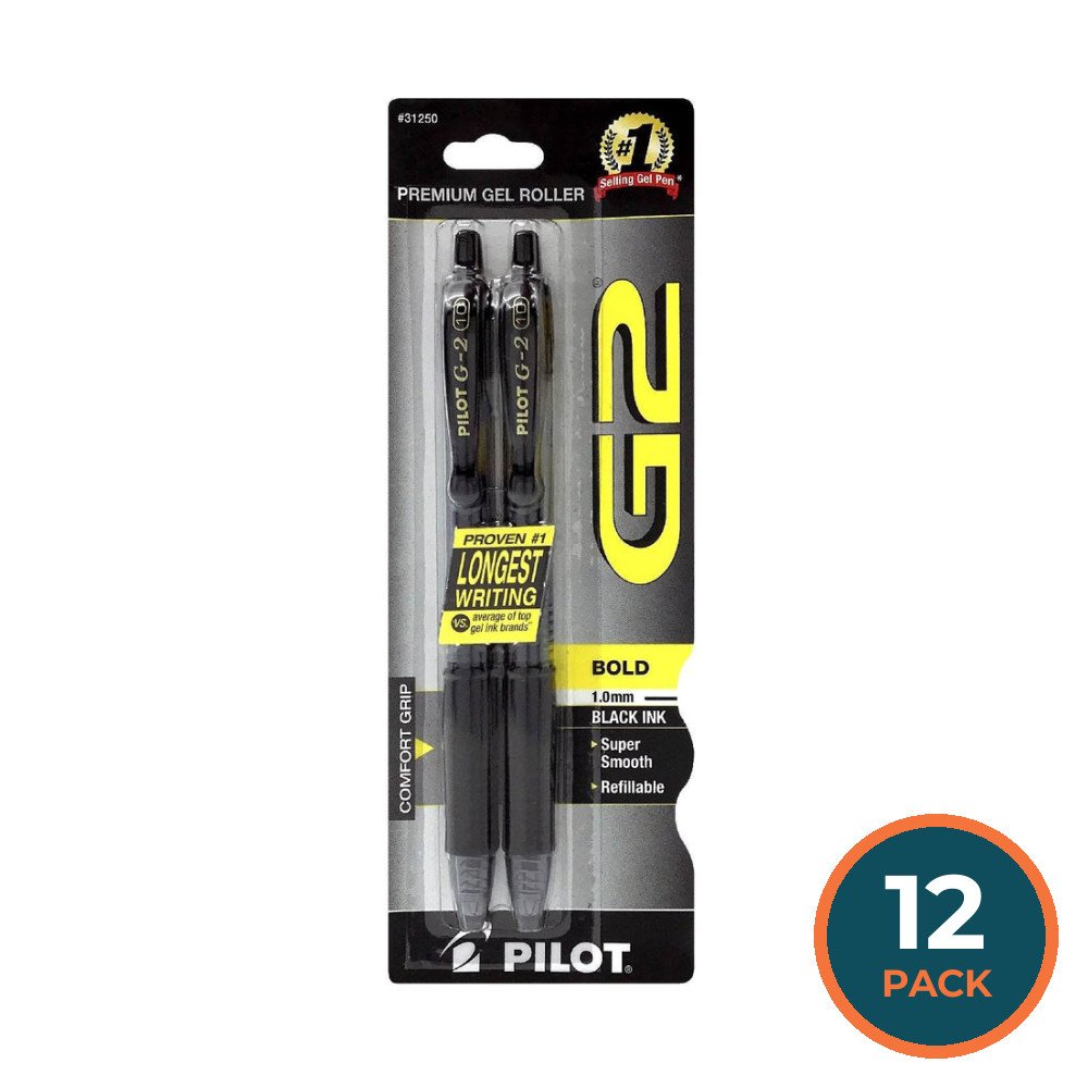 G2 Premium Gel Roller Bold 1.0mm Black 2 ct ea - 12 Pack
