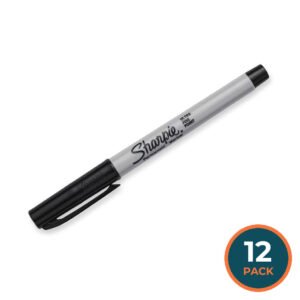 Sharpie Permanent Markers Ultra Fine Tip Black 2 ct ea- 12 Pack