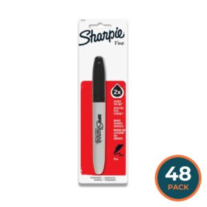 Sharpie Super Permanent Markers - Black Fine Tip, Long-Lasting Ink, 48 Pack