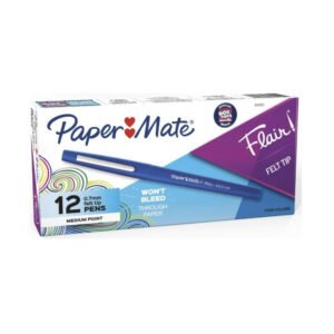 Paper Mate - Flair Felt Tip Pens Medium Point Blue  12 Ct