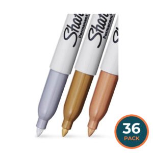 Sharpie - Metallic Permanent Markers Gold Silver and Bronze Bold Fine Point 3 ct - 36 Pack