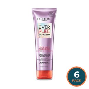 L'Oreal - Paris EverPure Sulfate Free Frizz Shampoo, With Marula Oil- 8.5 oz - 6 Pack
