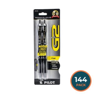 Pilot G2 Premium Retractable Gel Ink Pen Refillable Black Ink .7mm - 144 pack - 2 ct ea