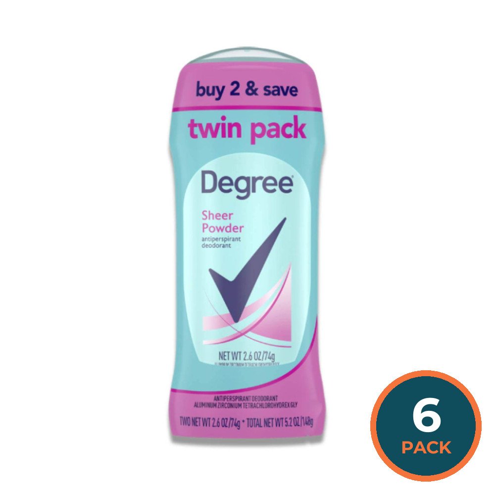 Degree - Original Antiperspirant Deodorant, Sheer Powder, for Women - 2.6 Oz - 6 Pack (Twin Pack)