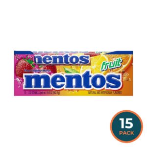 Mentos Chewy Mint Candy Roll, Fruit Flavored - 1.32 Oz - 14 ct - 15 Pack