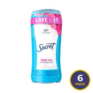 Secret  Anti-Perspirant Deodorant Invisible Solid Powder Fresh Twin Pack - 2.6 Oz - 6 Pack - 12 Ct