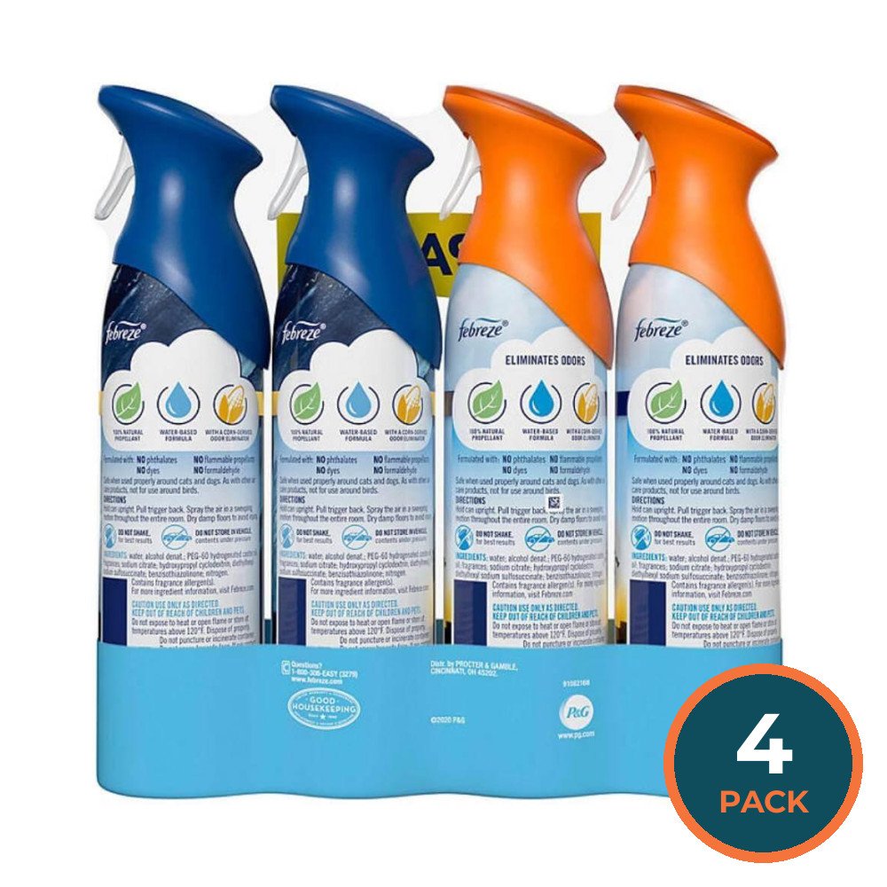 Febreze - Air Effects Odor-Eliminating Air Freshener Hawaiian Aloha, Ocean, Aerosol Can - 8.8 Oz - 4 Pack