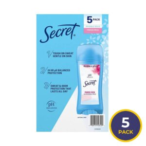 Secret - Invisible Solid Antiperspirant and Deodorant, Powder Fresh - 2.6 Oz - 5 Pack