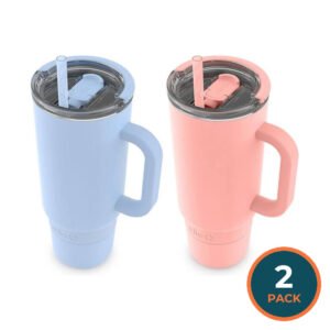 Ello Port - Stainless Steel Tumbler with Handle, Assorted Colors - 40 Oz - 2 Pack