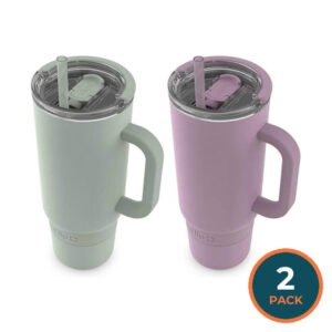 Ello Port - Stainless Steel Tumbler with Handle, Assorted Colors - 40 Oz - 2 Pack