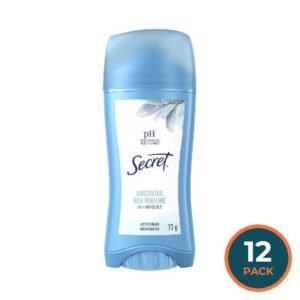 Secret - Invisible Solid Antiperspirant Deodorant, Unscented - 2.6 Oz  - 12 Pack
