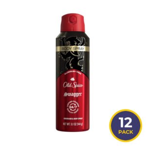 Old Spice -  Aluminum Free Body Spray for Men, Swagger - 5.1 Oz - 12 Pack