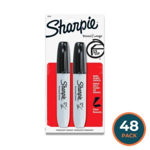 Sharpie - Permanent Marker Chisel Tip Broad Black - Pack of Two - 48 Pack