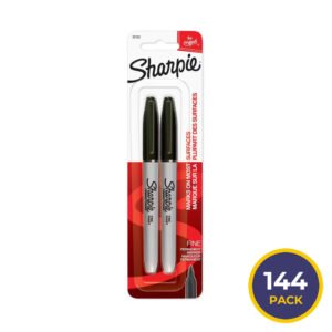 Sharpie - Permanent Markers Ultra Fine Tip Black - Pack of Two - 144 Pack
