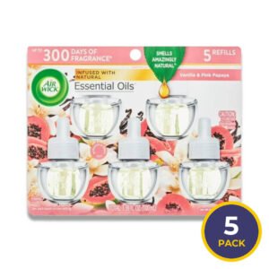Air Wick - Scented Oil, Vanilla & Pink Papaya - 3.38 Oz -(5 Ct Each) - 5 Pack