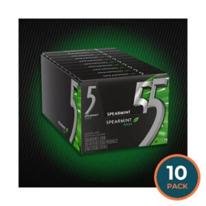 Wrigley's 5 Gum - Spearmint Rain Sugar Free Chewing Gum - 10 Fifteen Stick Packages