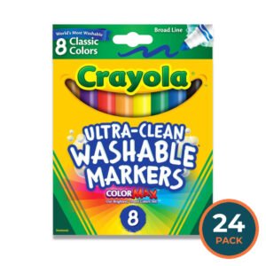 Crayola - Washable Broad Line Markers, Classic Colors - 8 Ct - 24 Pack