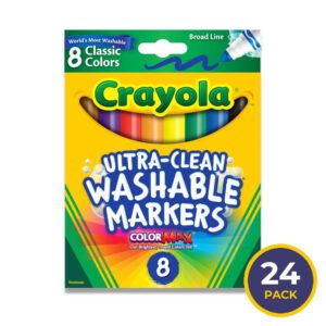 Crayola - Washable Broad Line Markers, Classic Colors - 8 Ct - 24 Pack