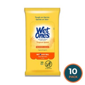 Wet Ones - Antibacterial Hand Wipes Travel Pack Tropical Splash 20 Ct - 10 Pack