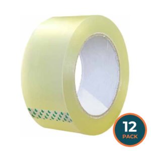 45mic x 48mm x 110y Carton Sealing Packing Tape 1.8 MIL Clear, Size 2'' - 12 Pack