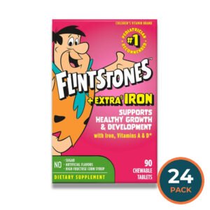 Flintstones - Chewable Kids Multivitamin with Vitamin C, D, B12 & Iron for Toddlers - 90 Count - 24 Pack