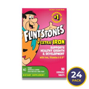 Flintstones - Chewable Kids Multivitamin with Vitamin C, D, B12 & Iron for Toddlers - 90 Count - 24 Pack