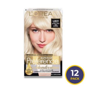 L'Oreal - Paris Superior Preference Fade-Defying + Shine Permanent Hair Color, LB01 Extra Light Ash Blonde, Hair Dye Kit - 12 Pack