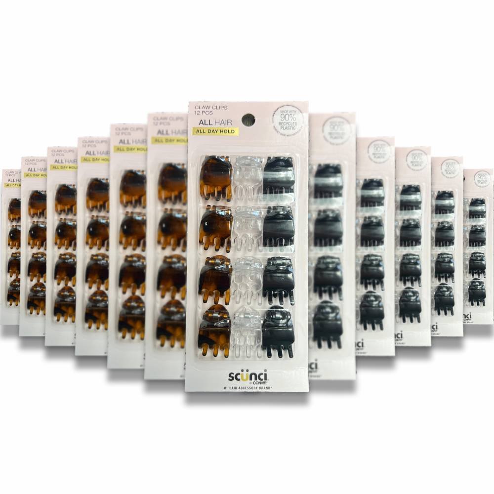 Scunci - Mini Hair Jaw Clips, Assorted Colors 12 Ct - 48 Pack