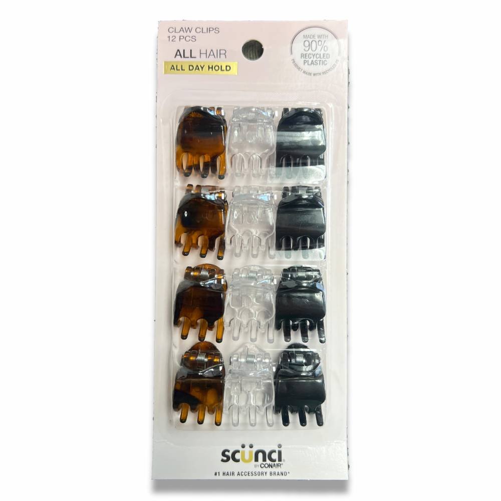 Scunci - Mini Hair Jaw Clips, Assorted Colors 12 Ct - 48 Pack