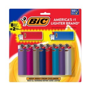 BIC Pocket Lighters Value Pack with 8 Maxi and 2 Mini lighters