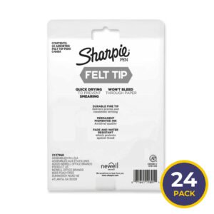 Sharpie Art Pen Porous Point Pen Fine 0.4 mm, Assorted Ink Colors, Black Barrel, 24 Pack