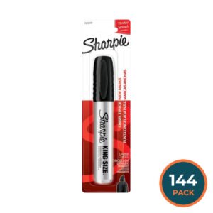 Sharpie - Permanent Marker Chisel Tip Black Durable Aluminum Barrel Carded - 144 Pack