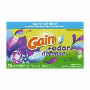 Gain - Odor Defense Dryer Sheets, Super Fresh Blast Scent - 15ct - 15 Pack