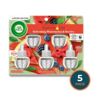 Air Wick - Plug-in Scented Oil Refill, Refreshing Watermelon & Berry, Air Freshener  3.38 Oz - (5 Ct Each) - 5 Pack