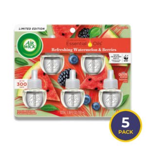 Air Wick - Plug-in Scented Oil Refill, Refreshing Watermelon & Berry, Air Freshener  3.38 Oz - (5 Ct Each) - 5 Pack