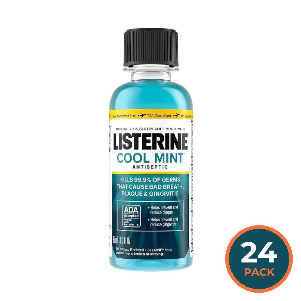 Listerine Cool Mint Mouthwash  3.2 oz - 24 Pack - Travel Size