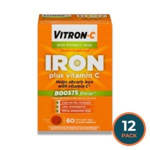 Vitron-C - High Potency Iron Plus Vitamin C Tablets - 60 Count - 12 Pack