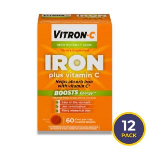 Vitron-C - High Potency Iron Plus Vitamin C Tablets - 60 Count - 12 Pack