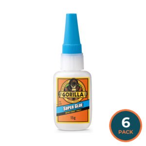 Gorilla - Super Glue, Dries Clear, White, Art & Stationery Adhesive - 0.53 Oz - 6 Pack
