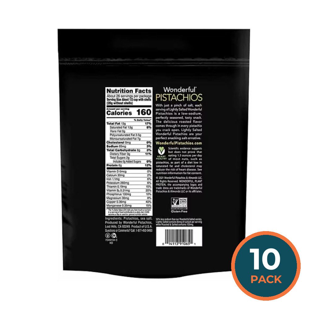 Wonderful Lightly Salted Pistachios - 48 Oz - 10 Pack