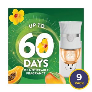 Air Wick Plug In Scented Oil Air Freshener, Hawaii Exotic Papaya & Hibiscus Flower - 2 warmers + 7 refills