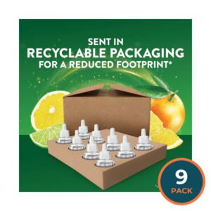 Air Wick Plug In Scented Oil Air Freshener Refills, Bright Citrus - 9 refills